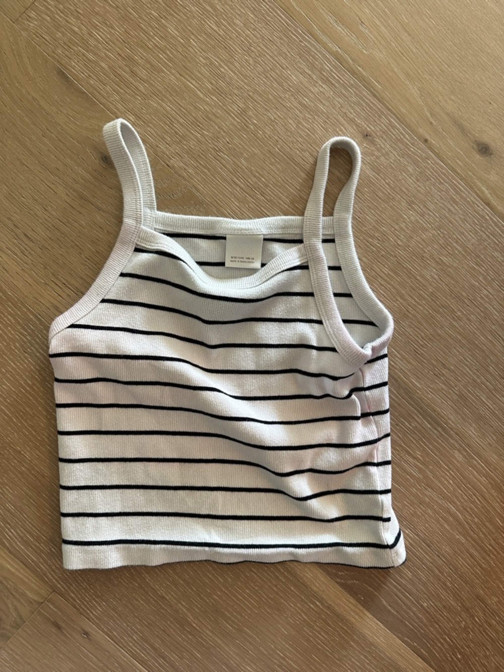Zara White Tank Top with Black Stripes